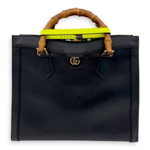 Diana Top Handle Bag Black in Calfskin, Gold hardware