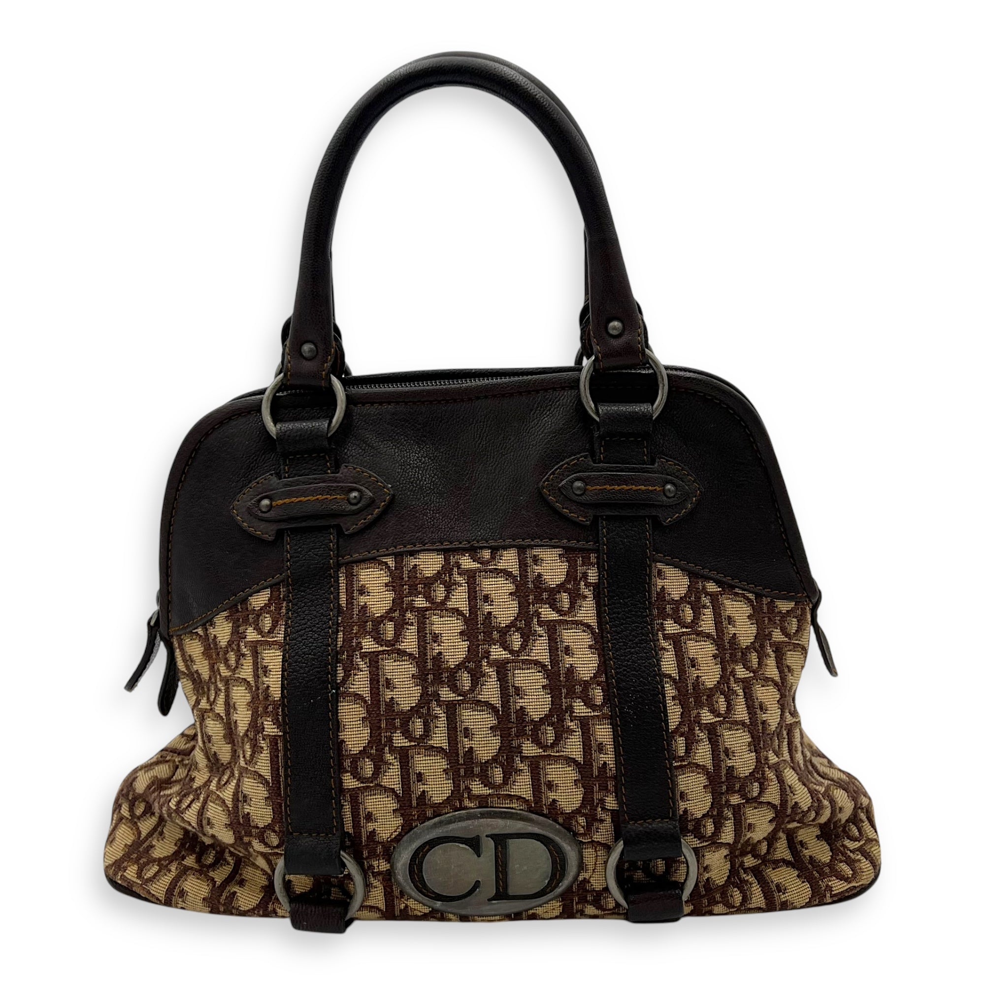 Trotteur Top Handle Bag Brown in Canvas, Ruthenium hardware