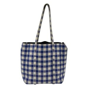 Everyday Tote Bag Blue in Calfskin, Silver hardware