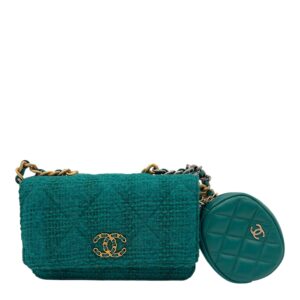 C19 Pouch Wallet On Chain in Tweed, Mixed hardware