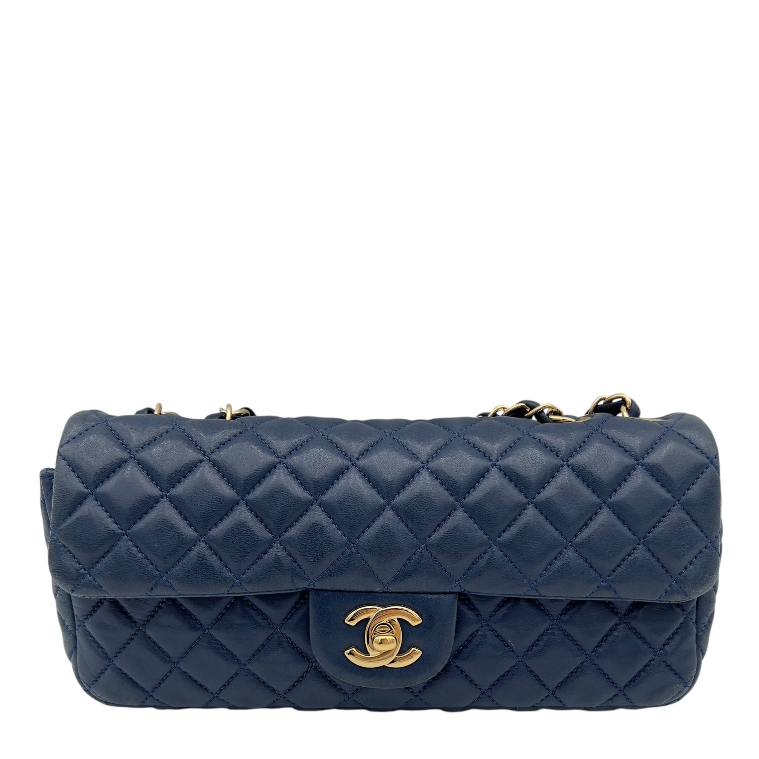 Valentine Charm Blue Shoulder Bag in Lambskin, Gold hardware