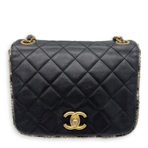 CC Crossbody Bag Black in Calfskin, Mixed hardware