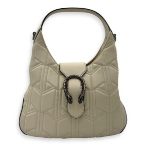 Dionysus Shoulder Bag White in Calfskin, Silver hardware