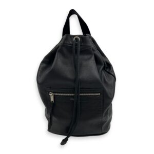 Logo Backpack Black in Calfskin, Silver hardware