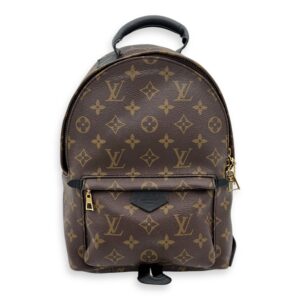 Palm Springs PM Brown Backpack in Monogram Coated Canvas, Gold hardware