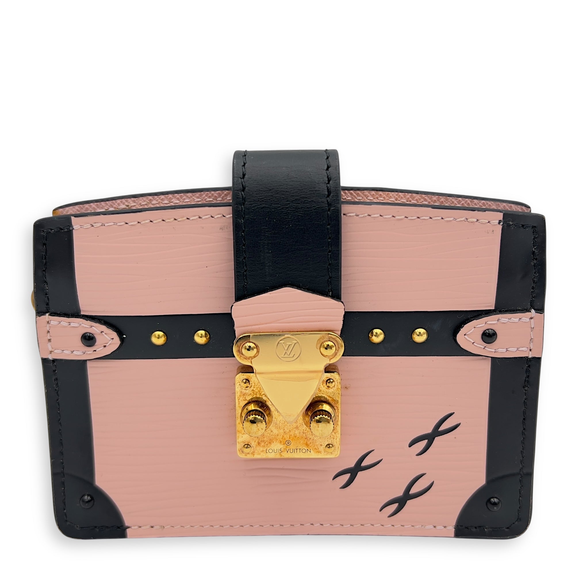Trunk Card Holder Pink in Epi Leather, Gold hardware