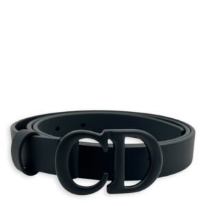 Saddle 80 Black Belt in Calfskin, Lacquered Metal hardware