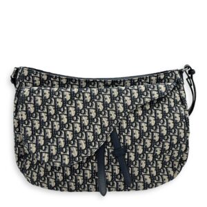 Soft Saddle Hobo Blue Shoulder Bag in Jacquard, Silver hardware