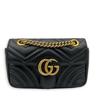 GG Marmont Shoulder Bag Mini Black in Calfskin, Gold hardware