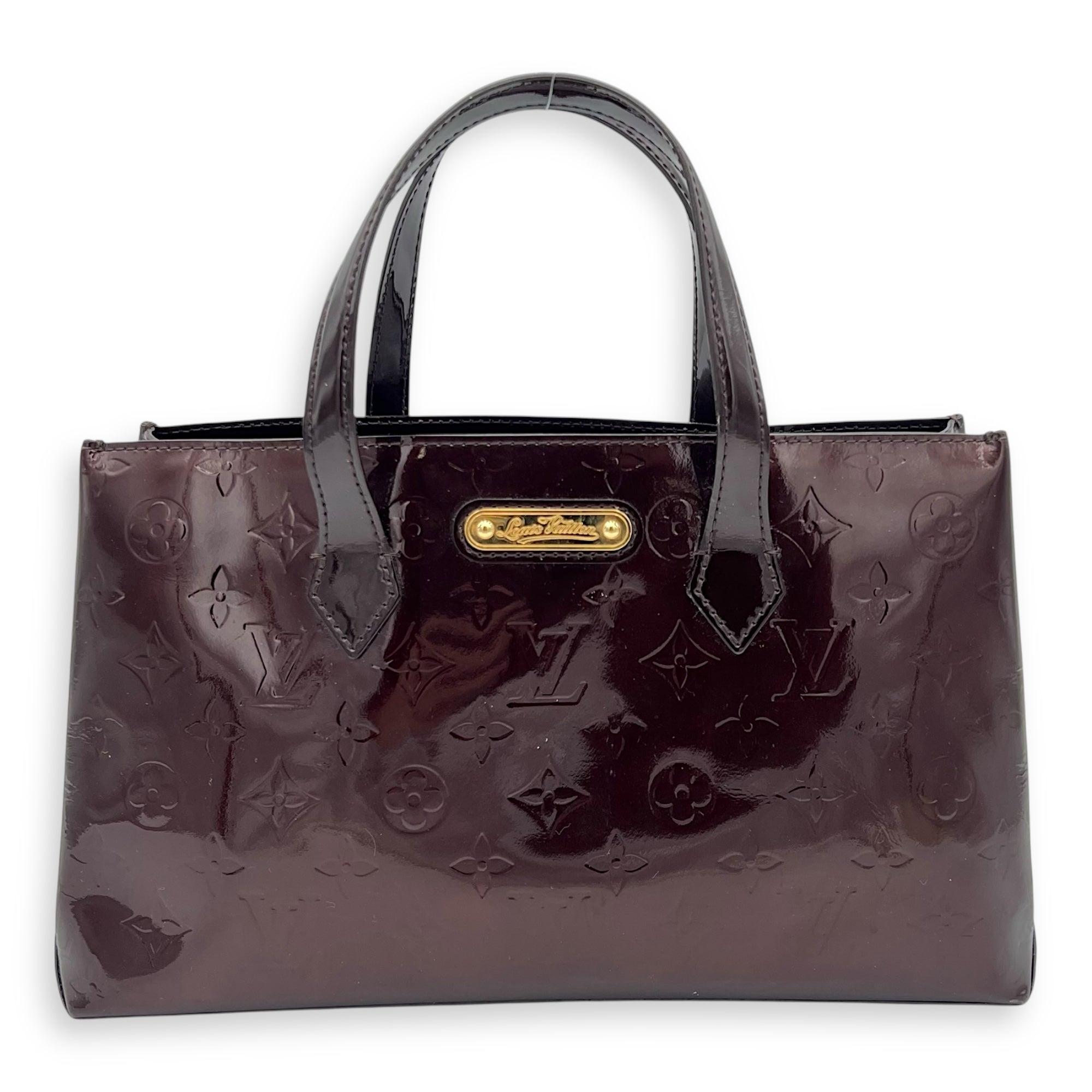 Wilshire Top Handle Bag Amarante in Vernis, Gold hardware