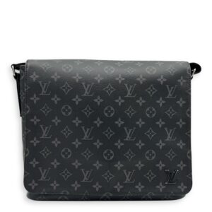 District Messenger MM Black in Monogram Coated Canvas, Silver hardware