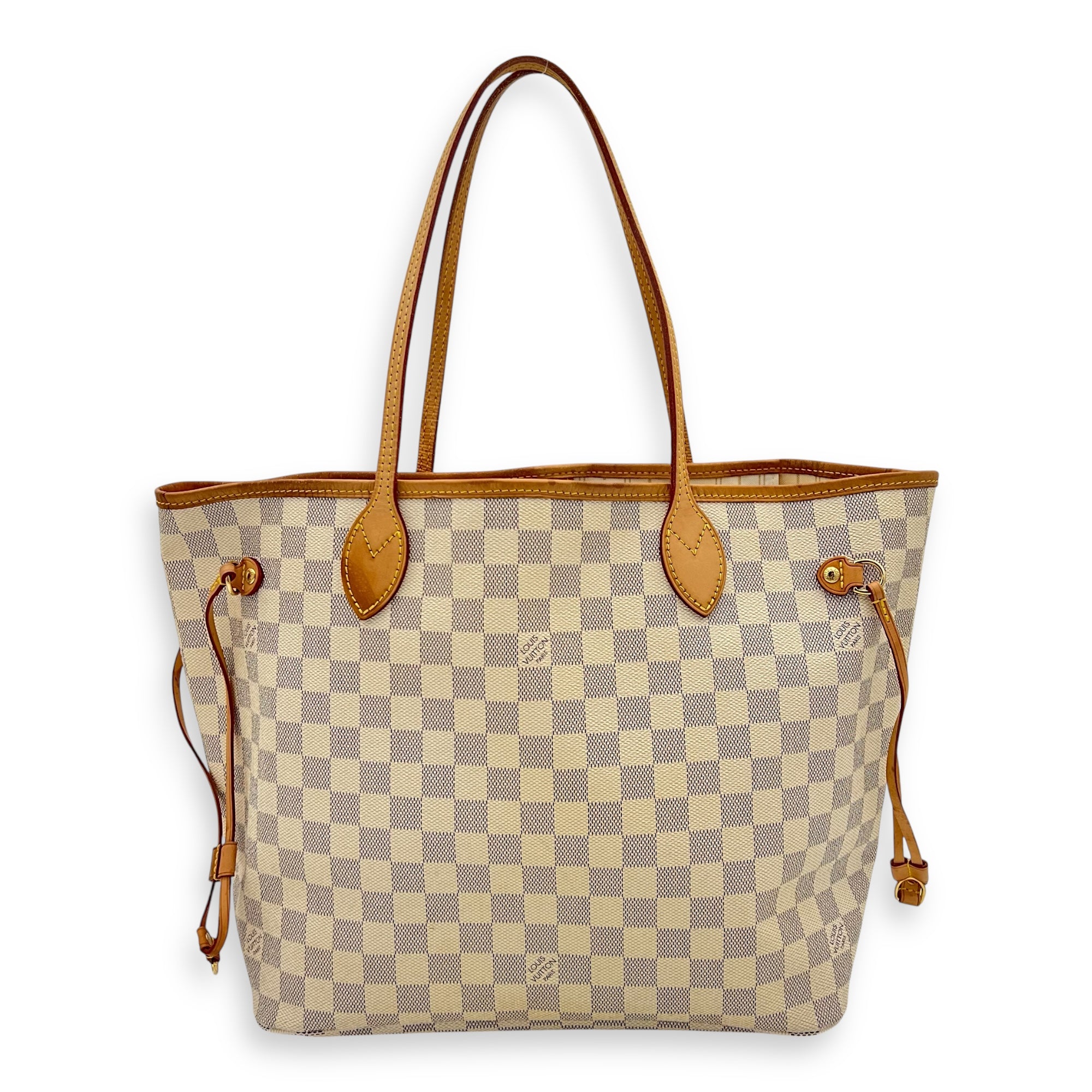 Neverfull Tote Bag White in Coated Canvas, Gold hardware - Image 3