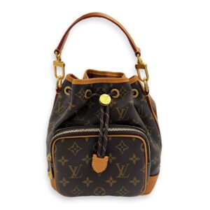 Noe Cargo Crossbody Bag Brown in Monogram Coated Canvas, Gold hardware