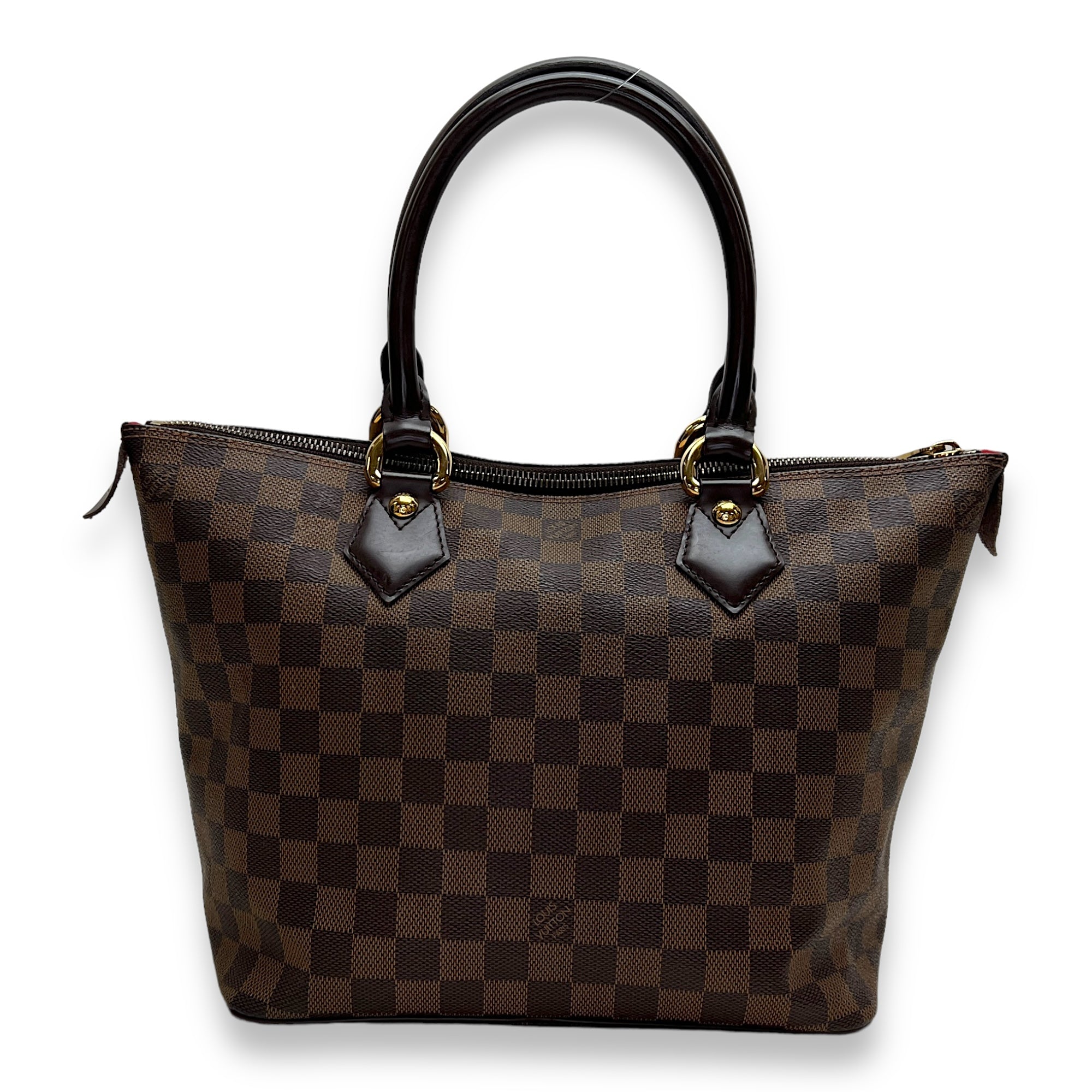 Saleya PM Damier Ebene Top Handle Bag in Coated Canvas, Gold hardware - Image 3