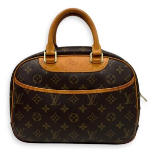 Trouville Top Handle Bag Brown in Monogram Coated Canvas, Gold hardware