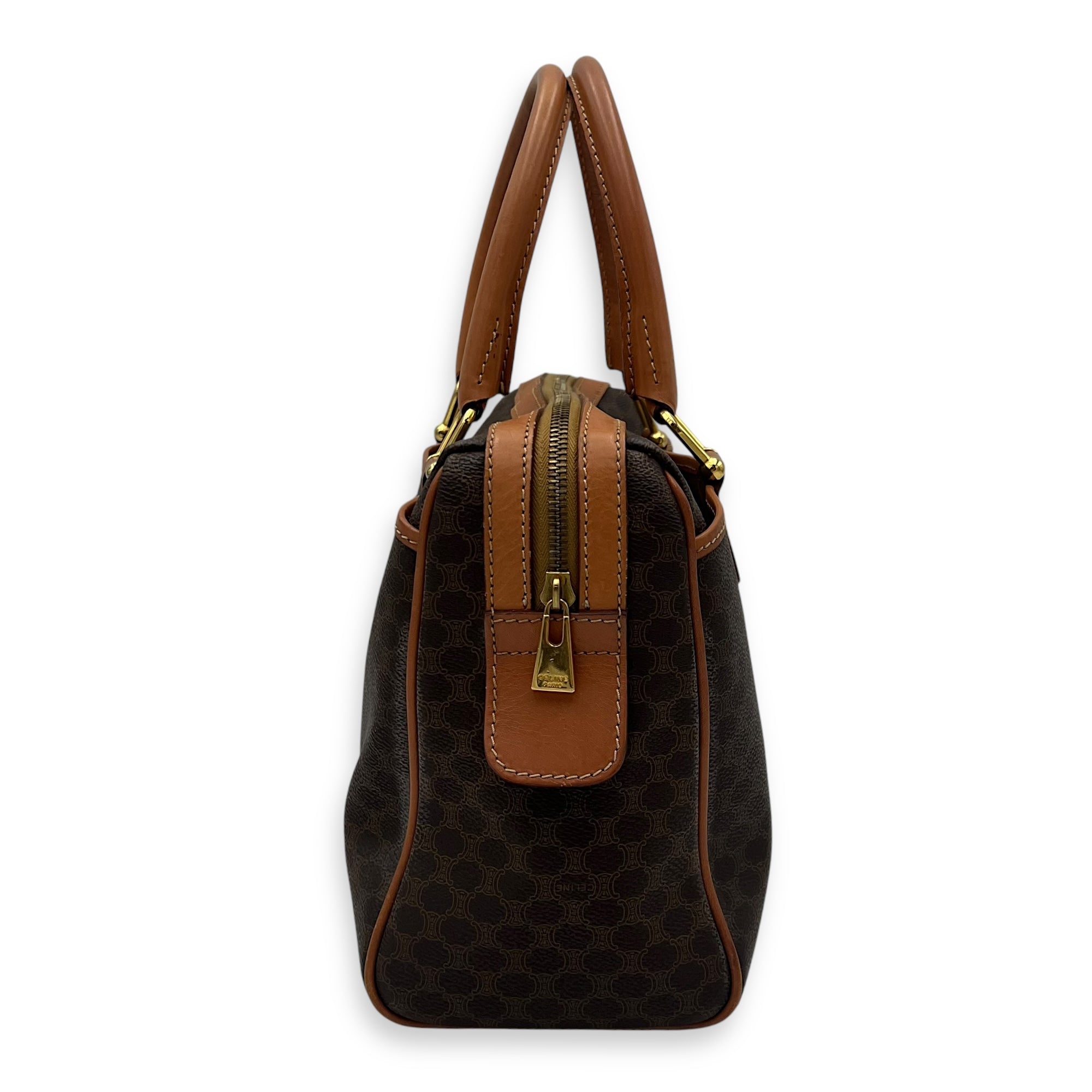 Macadam Top Handle Bag Brown in Coated Canvas, Gold hardware - Image 4