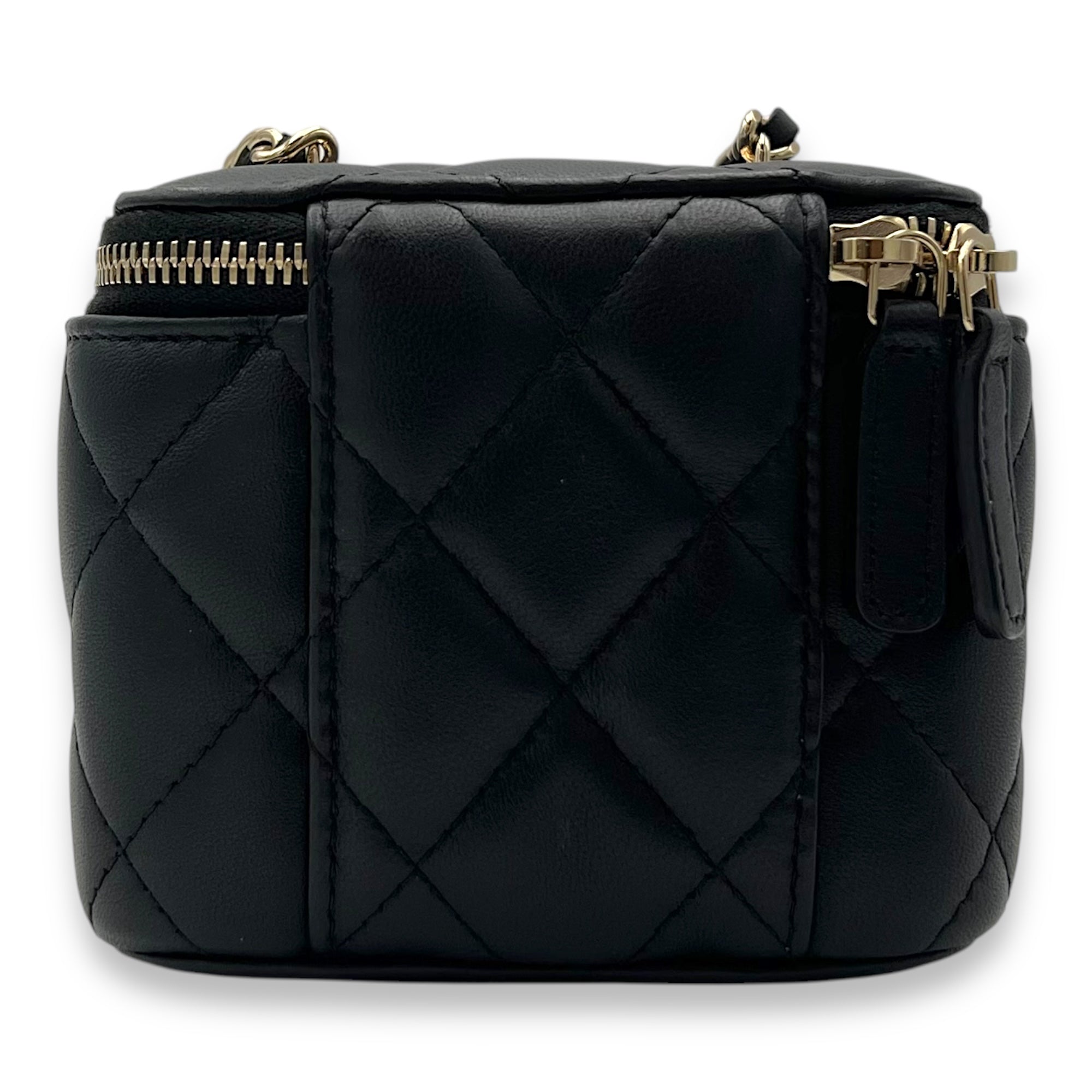 Vanity Mini Black Crossbody Bag in Lambskin, Gold hardware - Image 3