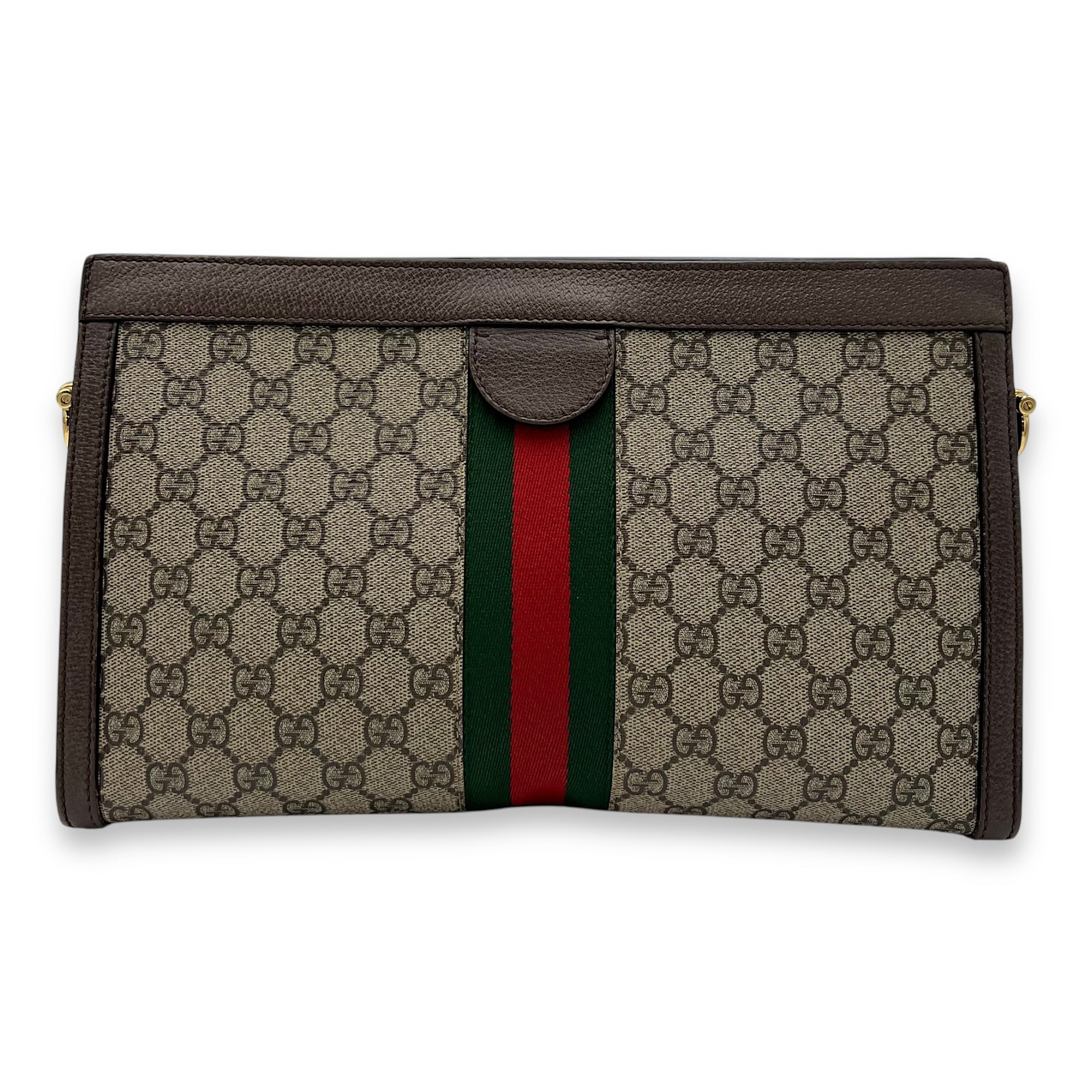 Ophidia Shoulder Bag Brown in Coated Canvas, Gold hardware - Image 3