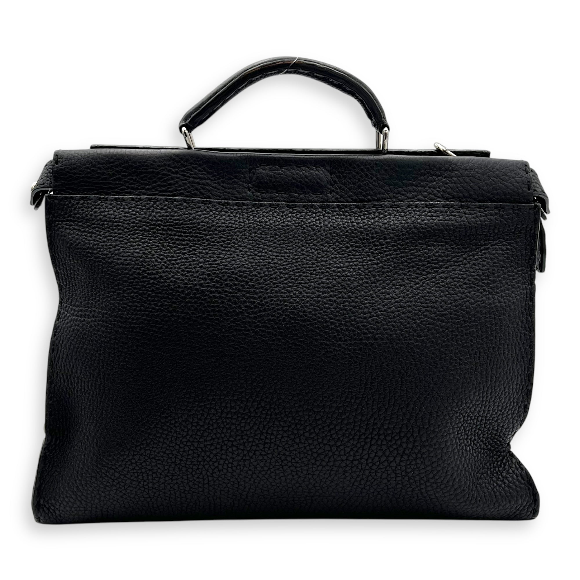 Peekaboo Top Handle Bag Black in Calfskin, Silver hardware - Image 3