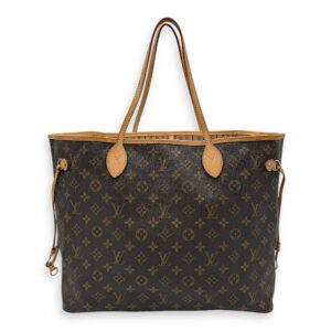 Neverfull Tote Bag GM Brown in Coated Canvas, Gold hardware