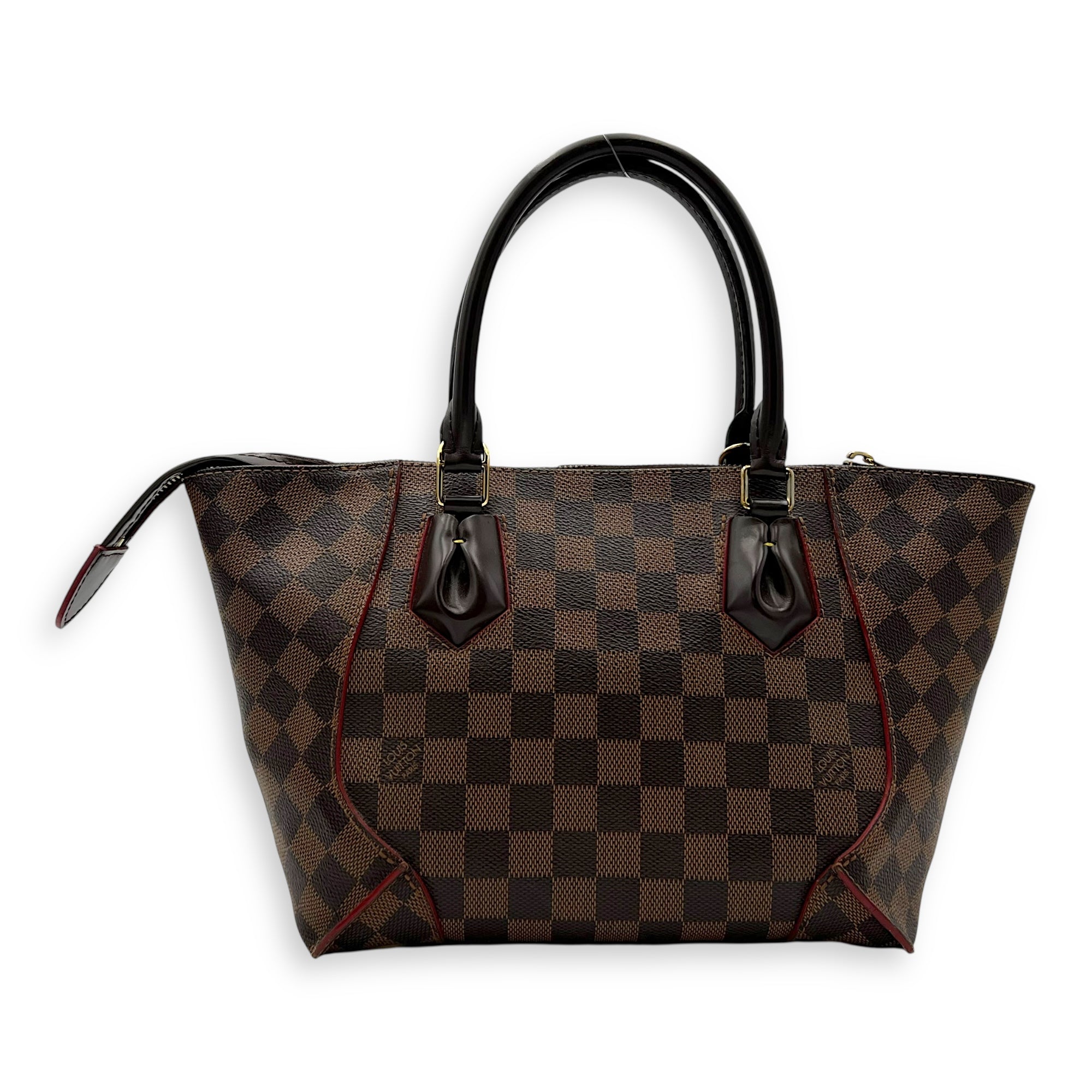 Caissa Top Handle Bag Brown in Coated Canvas, Gold hardware - Image 3