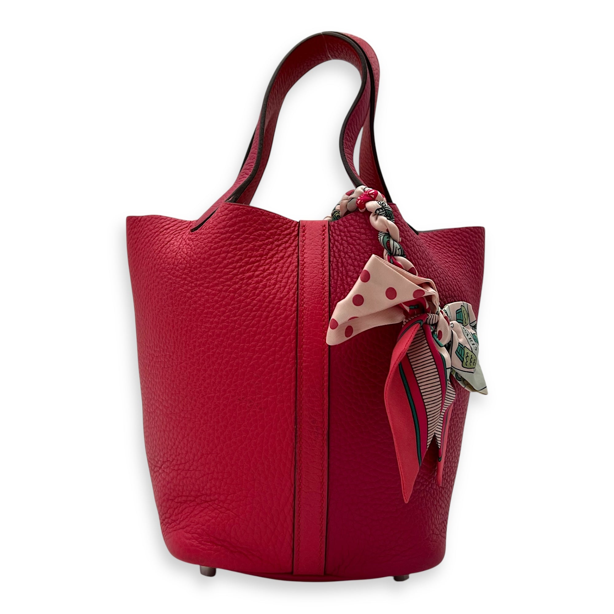 Picotin 18 Mexican rose/ rouge de coeur Top Handle Bag in Clemence, Palladium hardware - Image 3