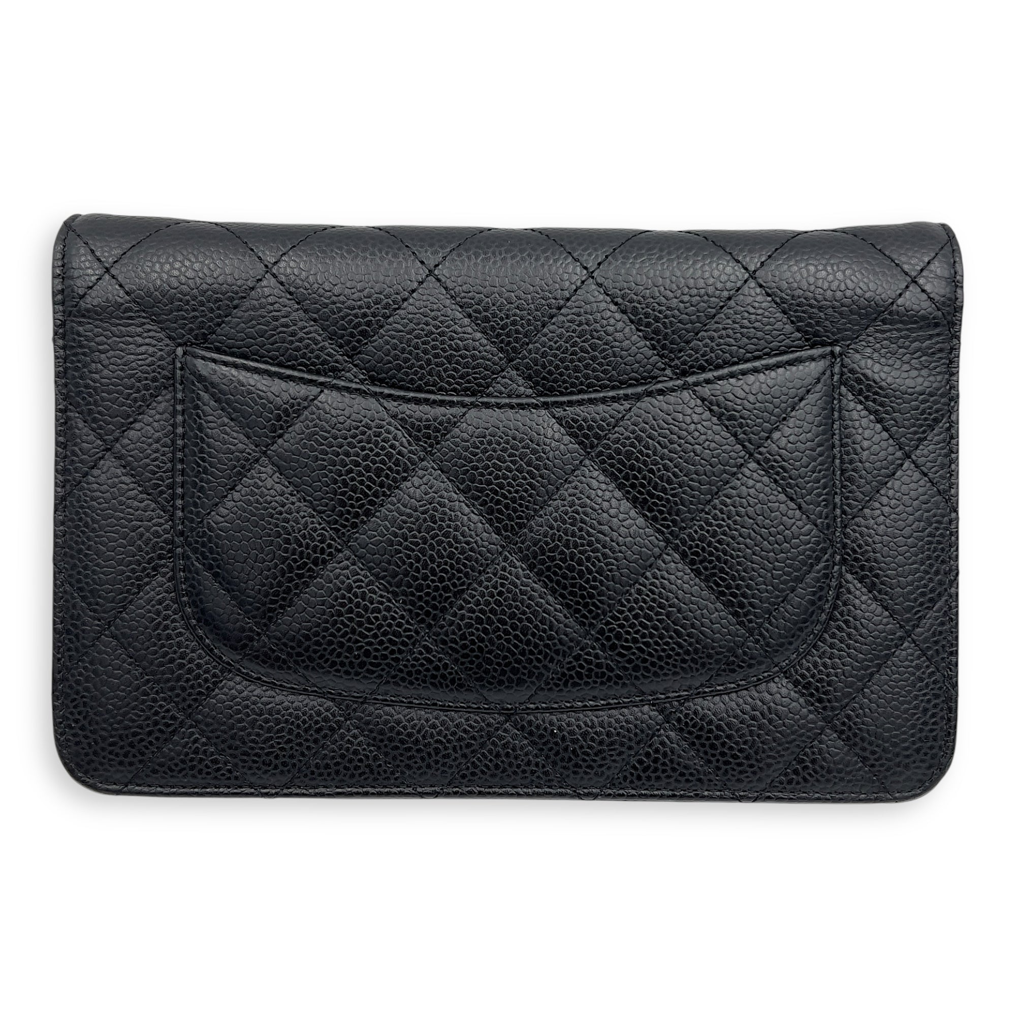 Classic Wallet On Chain Black in Caviar Leather, Gold hardware - Image 3