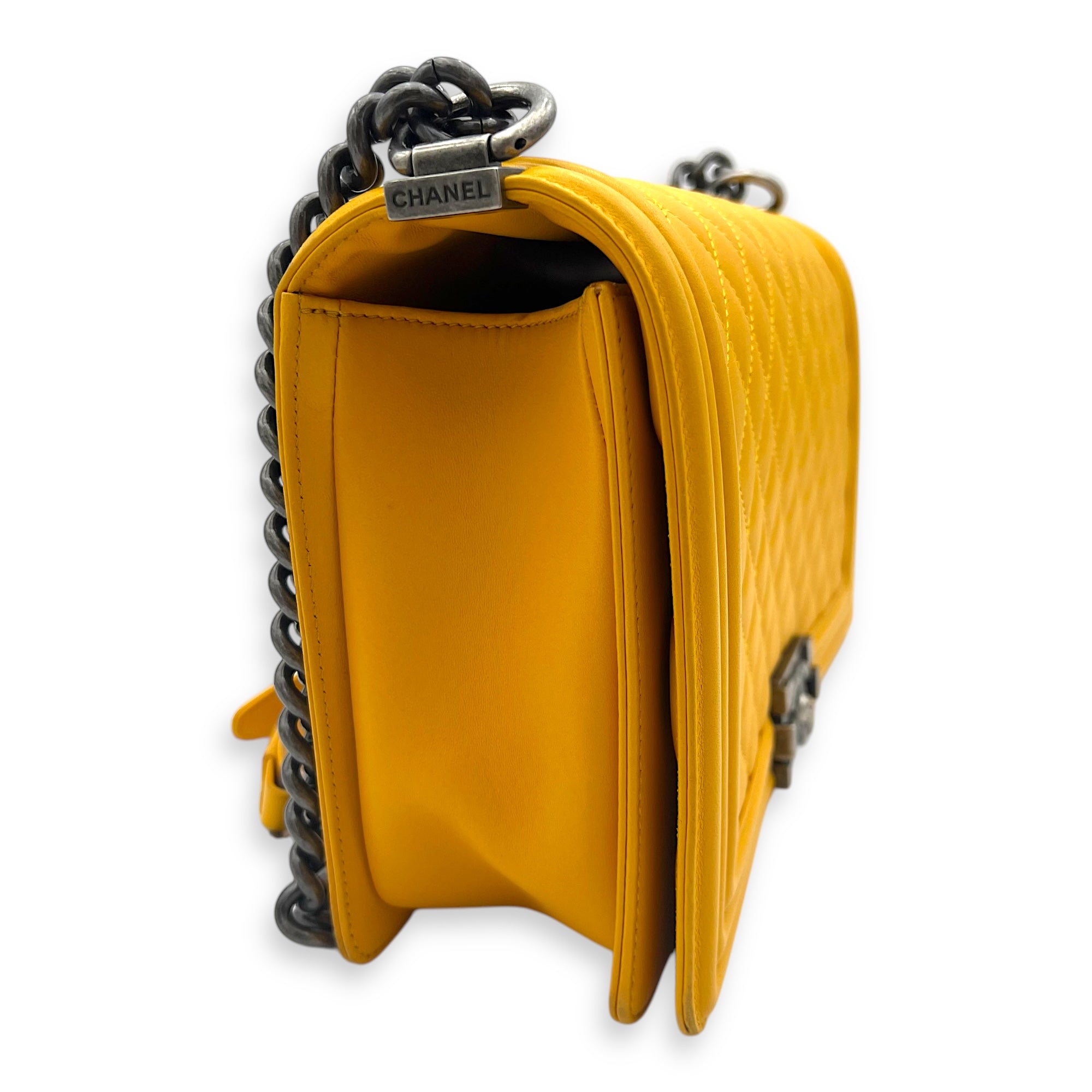 Boy Large Shoulder bag in Lambskin, Ruthenium Hardware - Image 6