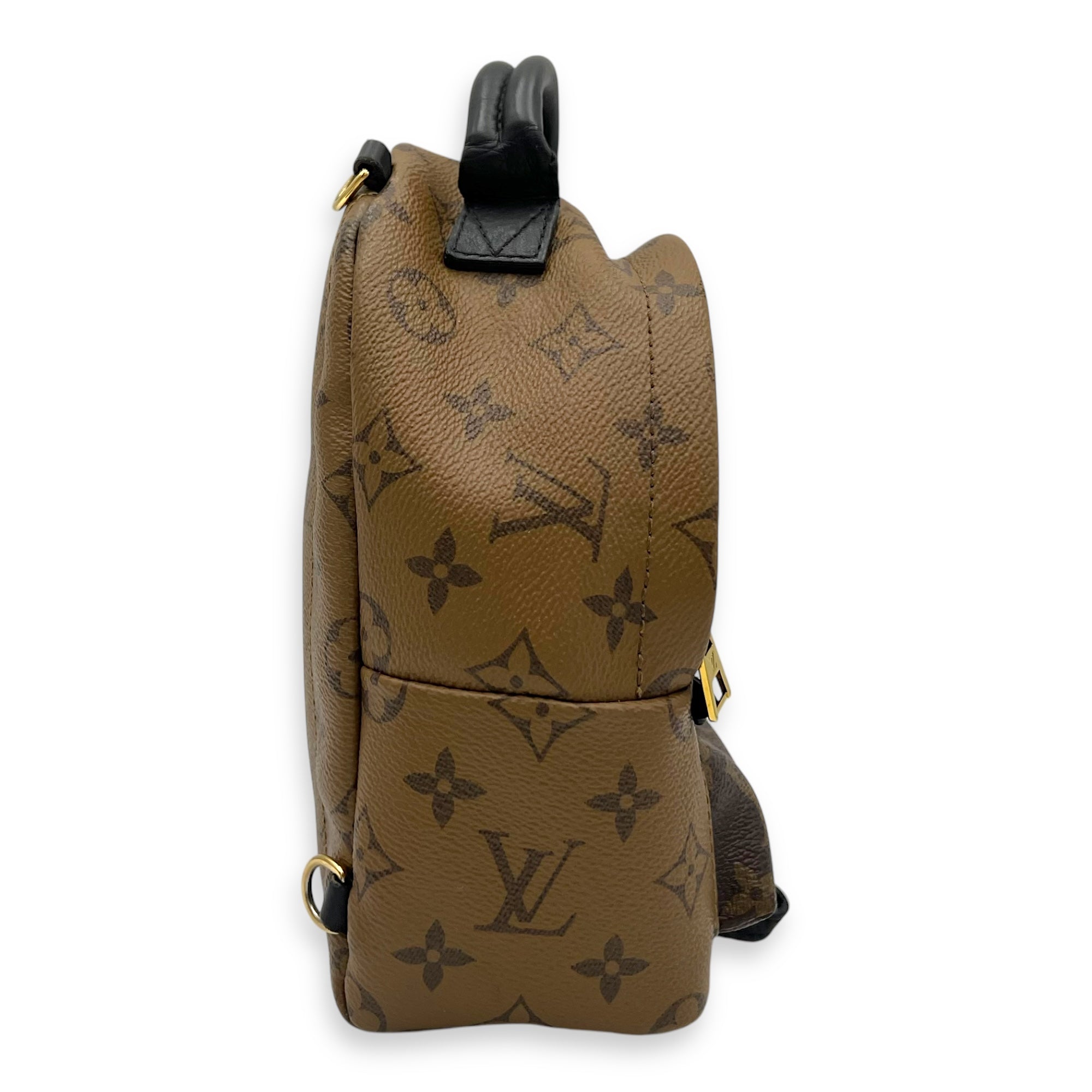 Palm Springs Mini Brown Backpack in Monogram Coated Canvas, Gold hardware - Image 4