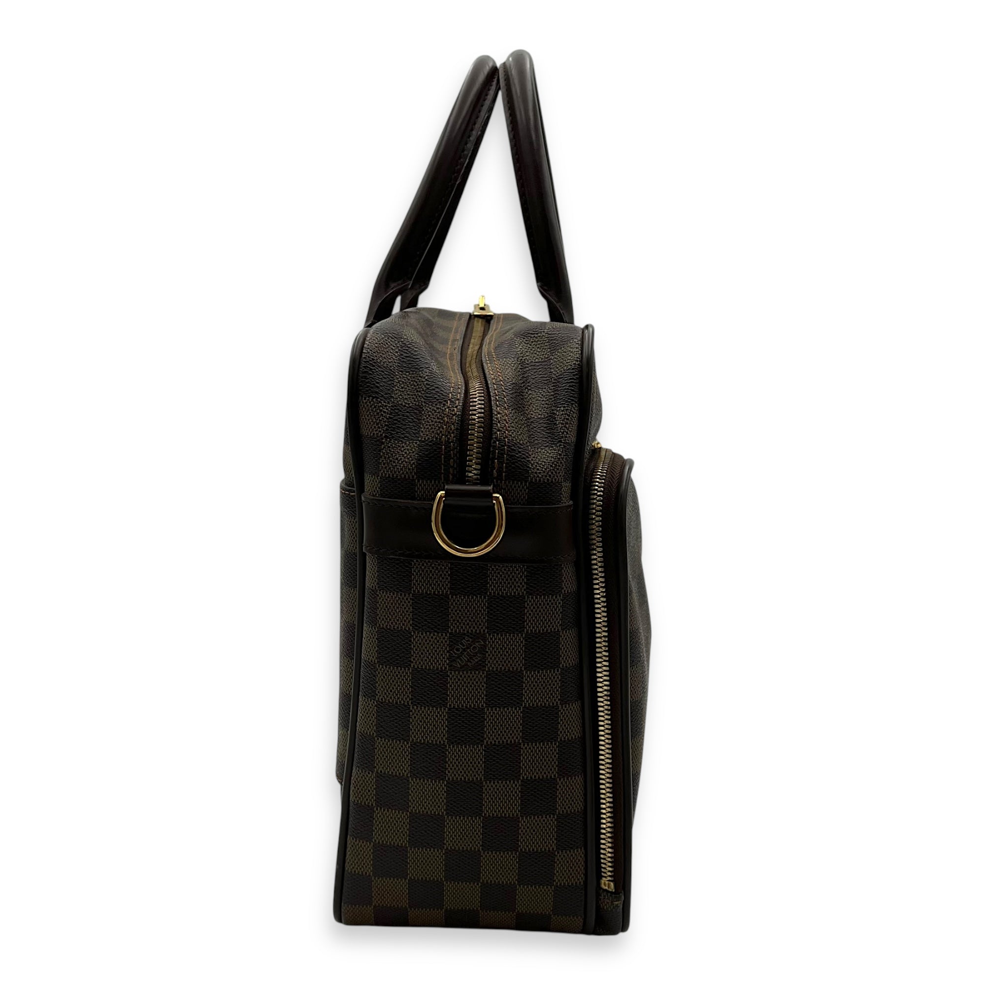 ICare Damier Ebene Top Handle Bag in Coated Canvas, Gold hardware - Image 4