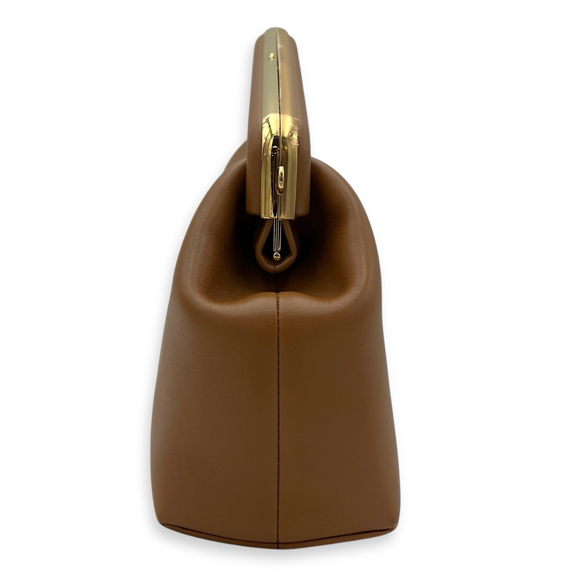 First Brown Shoulder Bag in Calfskin, Gold hardware - Image 4