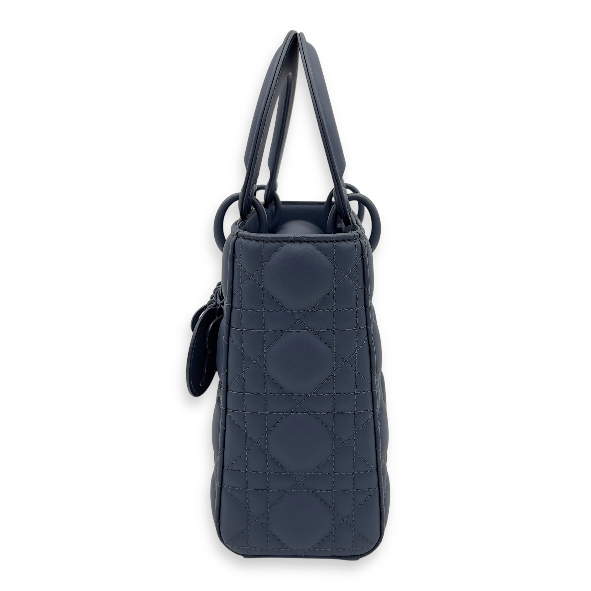 Lady Dior Top Handle Bag Small Ultramatte in Lambskin, Lacquered Metal hardware - Image 5