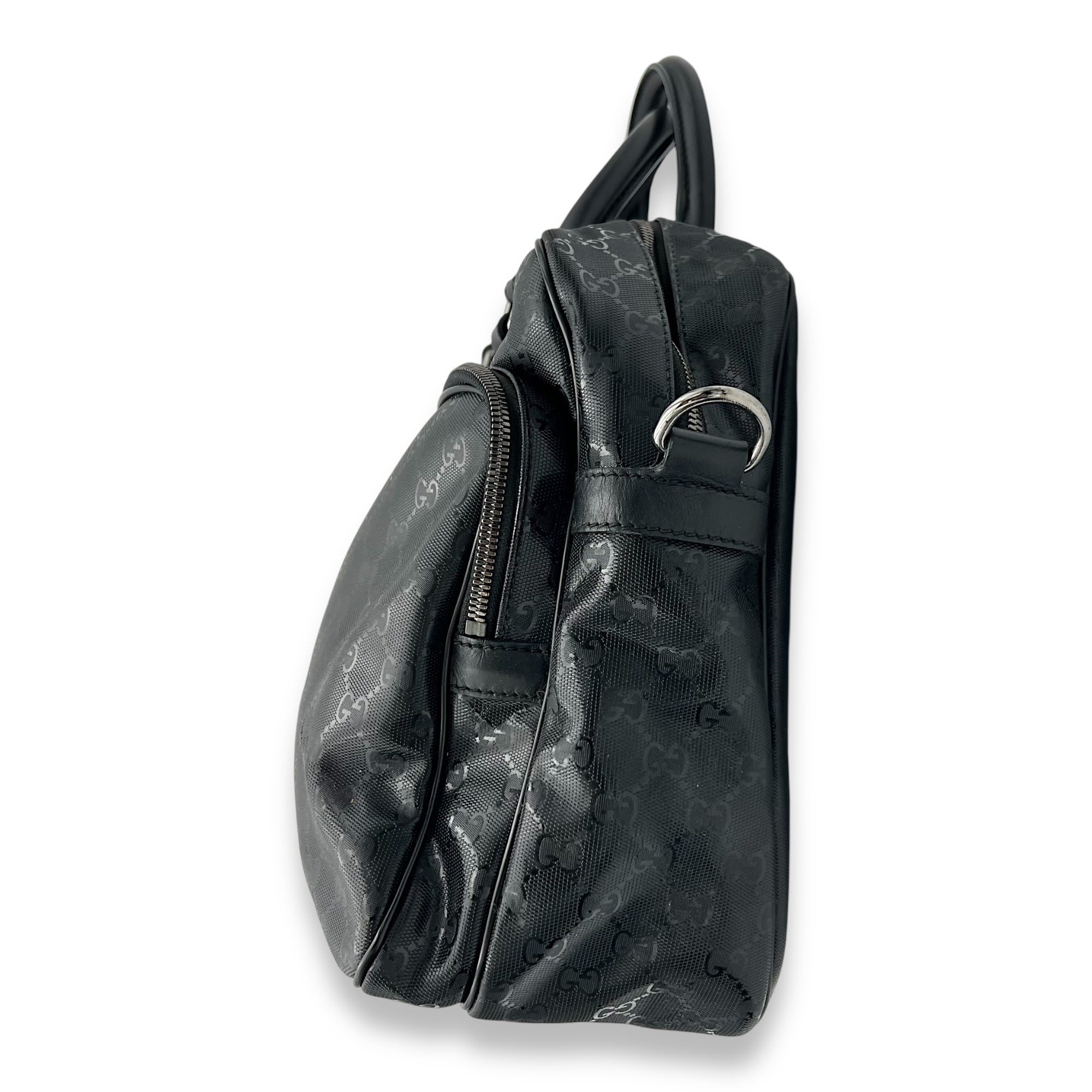 GG Imprime Black Messenger in Coated Canvas, Silver hardware - Image 5