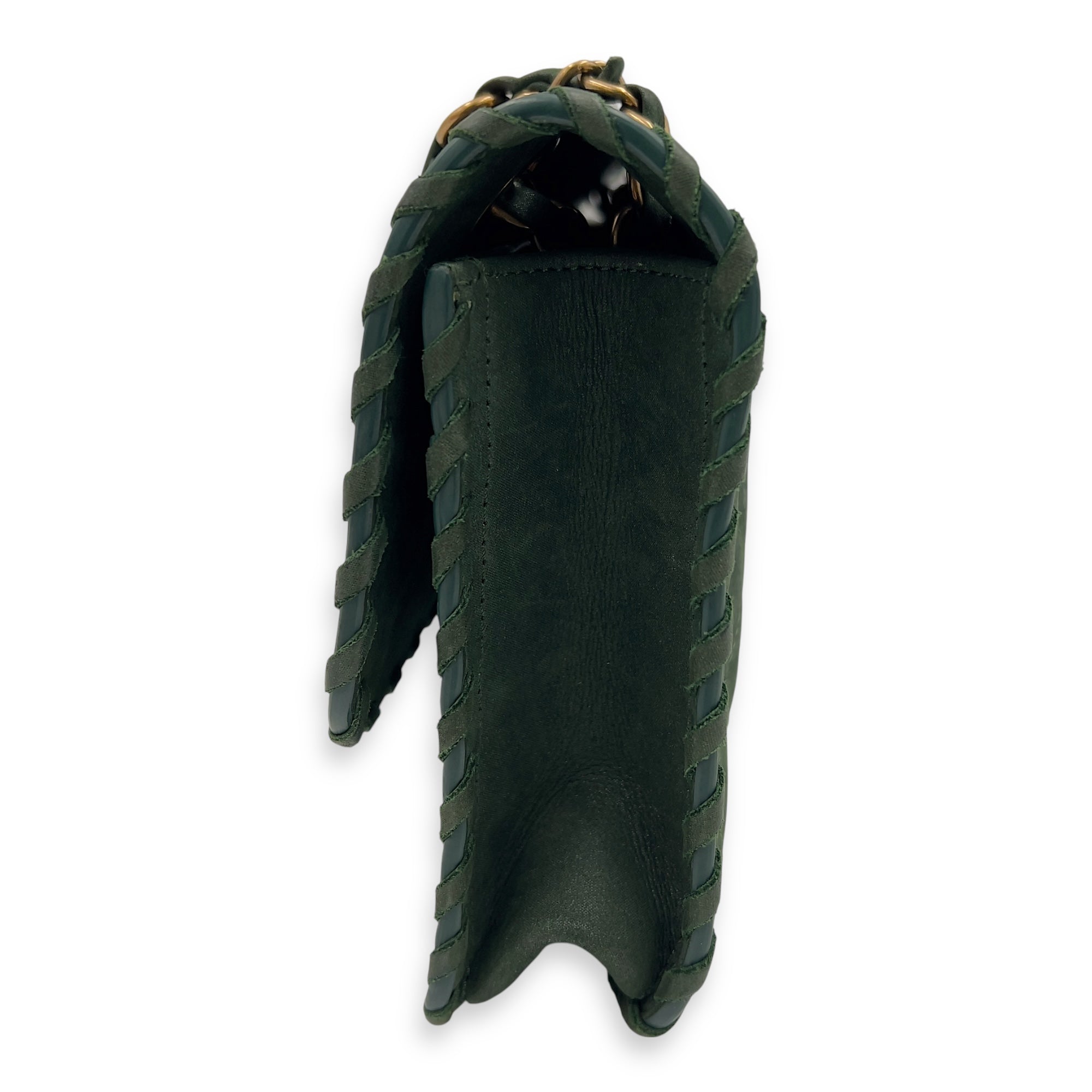 Happy Stitch Green Shoulder Bag in Calfskin, Gold hardware - Image 6