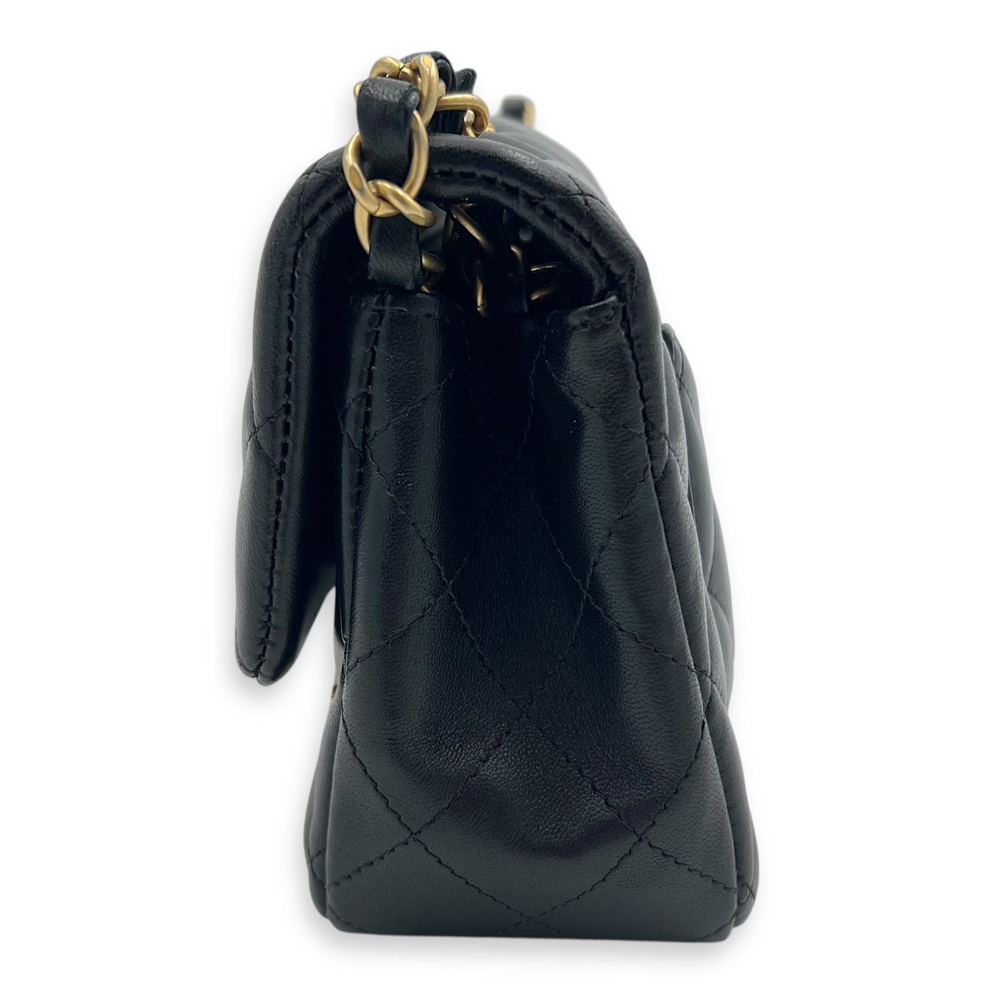 Lucky Charm Classic Mini Black Shoulder Bag in Lambskin, Mixed hardware - Image 5