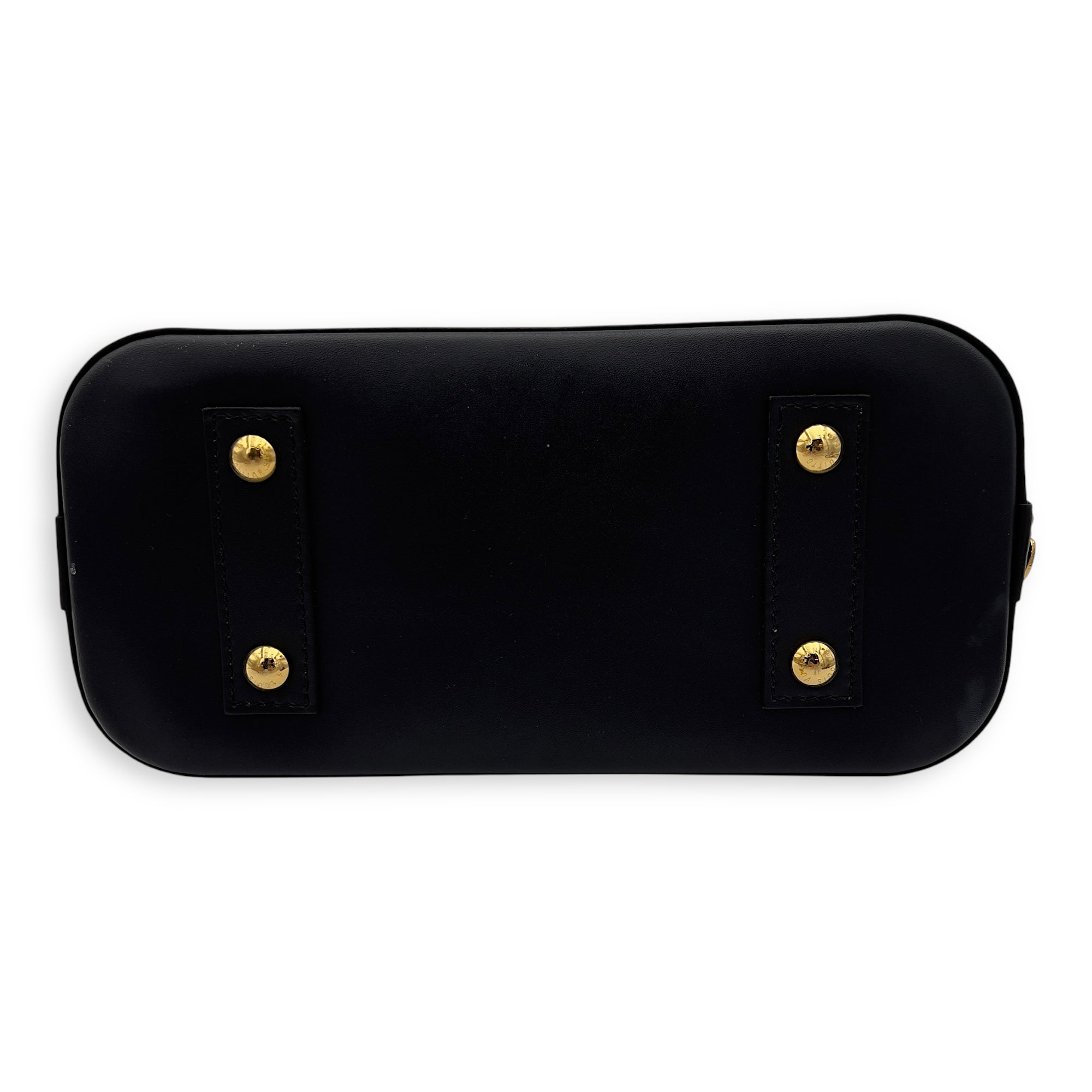 Karakoram Alma BB Damier Ebene Top Handle Bag in Coated Canvas, Gold hardware - Image 4