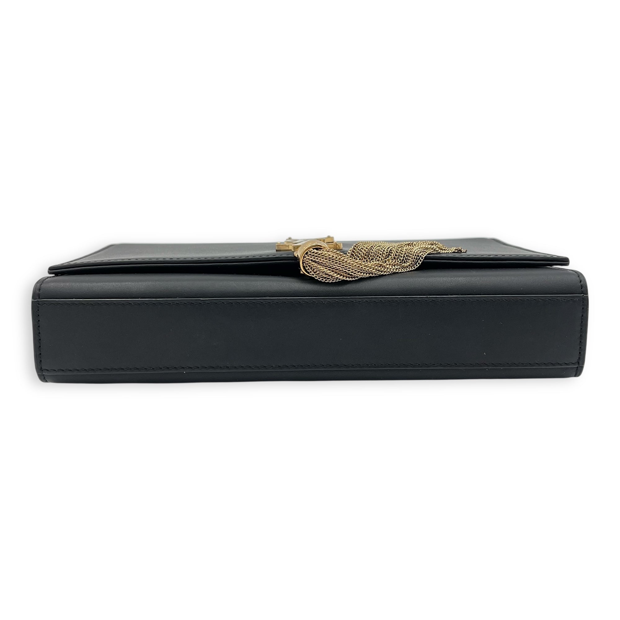 Kate Crossbody Bag Black in Calfskin, Gold hardware - Image 6