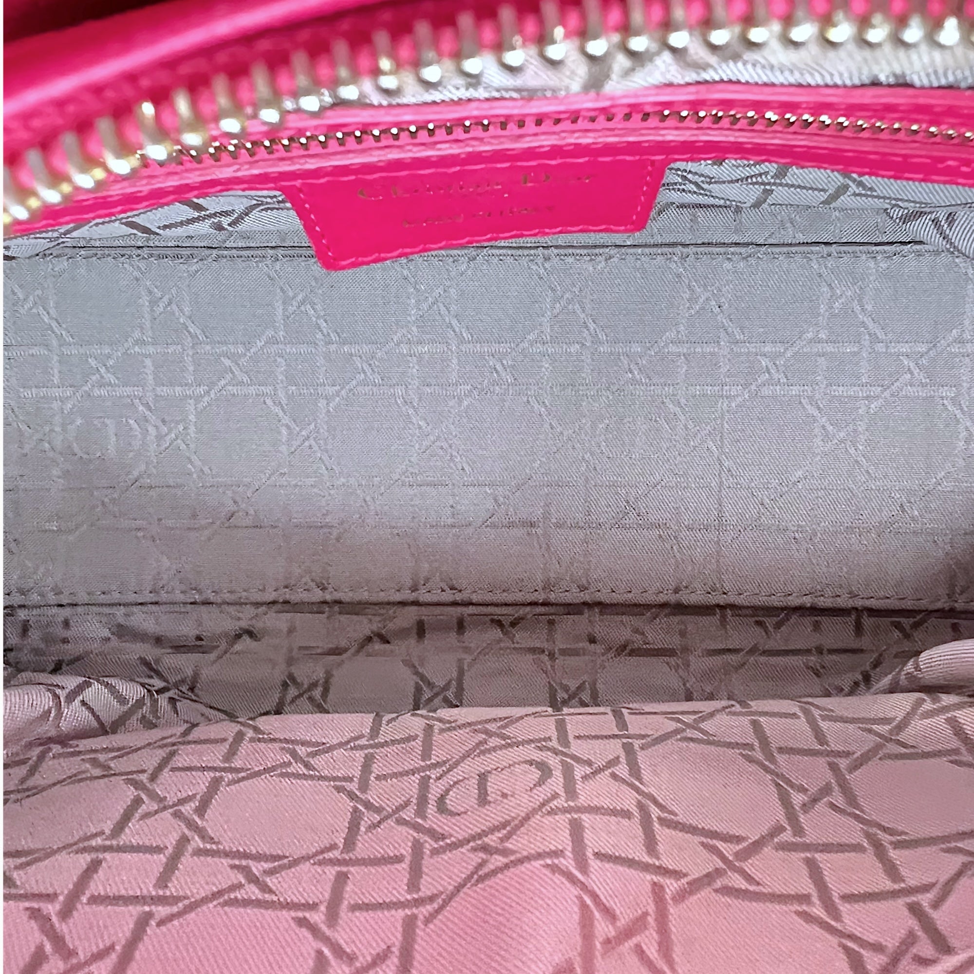 Lady Dior Medium Pink Top Handle Bag in Lambskin, Gold hardware - Image 7