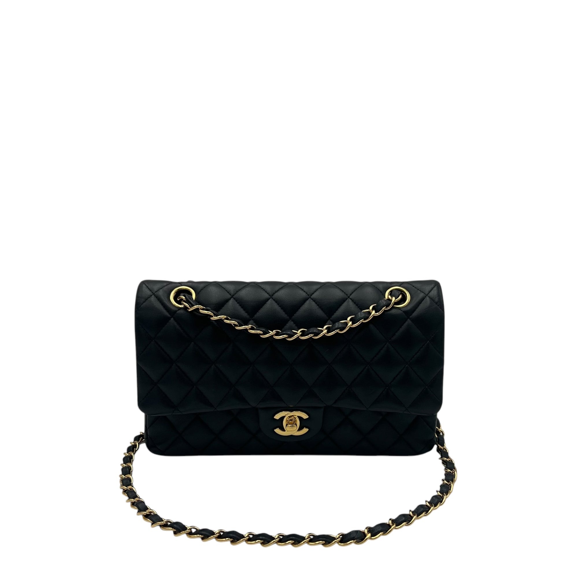 Classic Shoulder Bag Medium Black in Lambskin, Gold hardware - Image 10