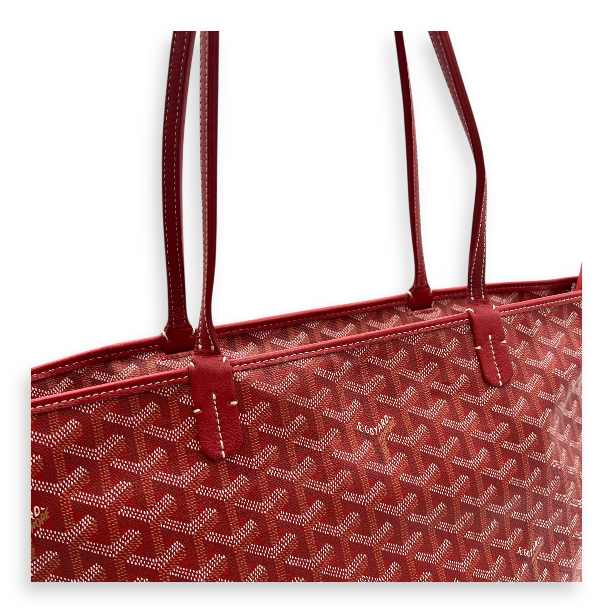 Artois MM Red Tote Bag in Coated Canvas, Silver hardware - Image 7