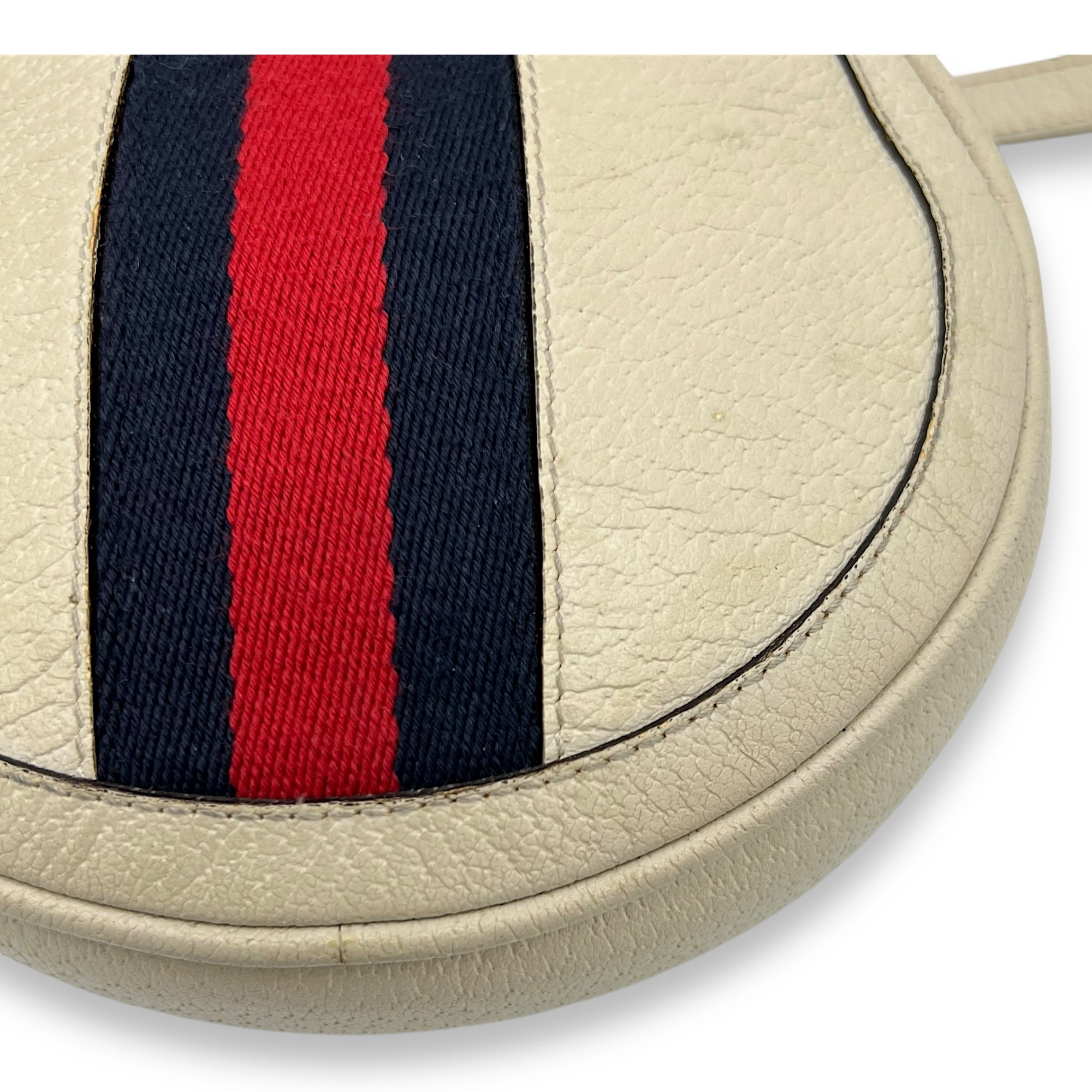 Ophidia Round Crossbody Bag White in Calfskin, Gold hardware - Image 8