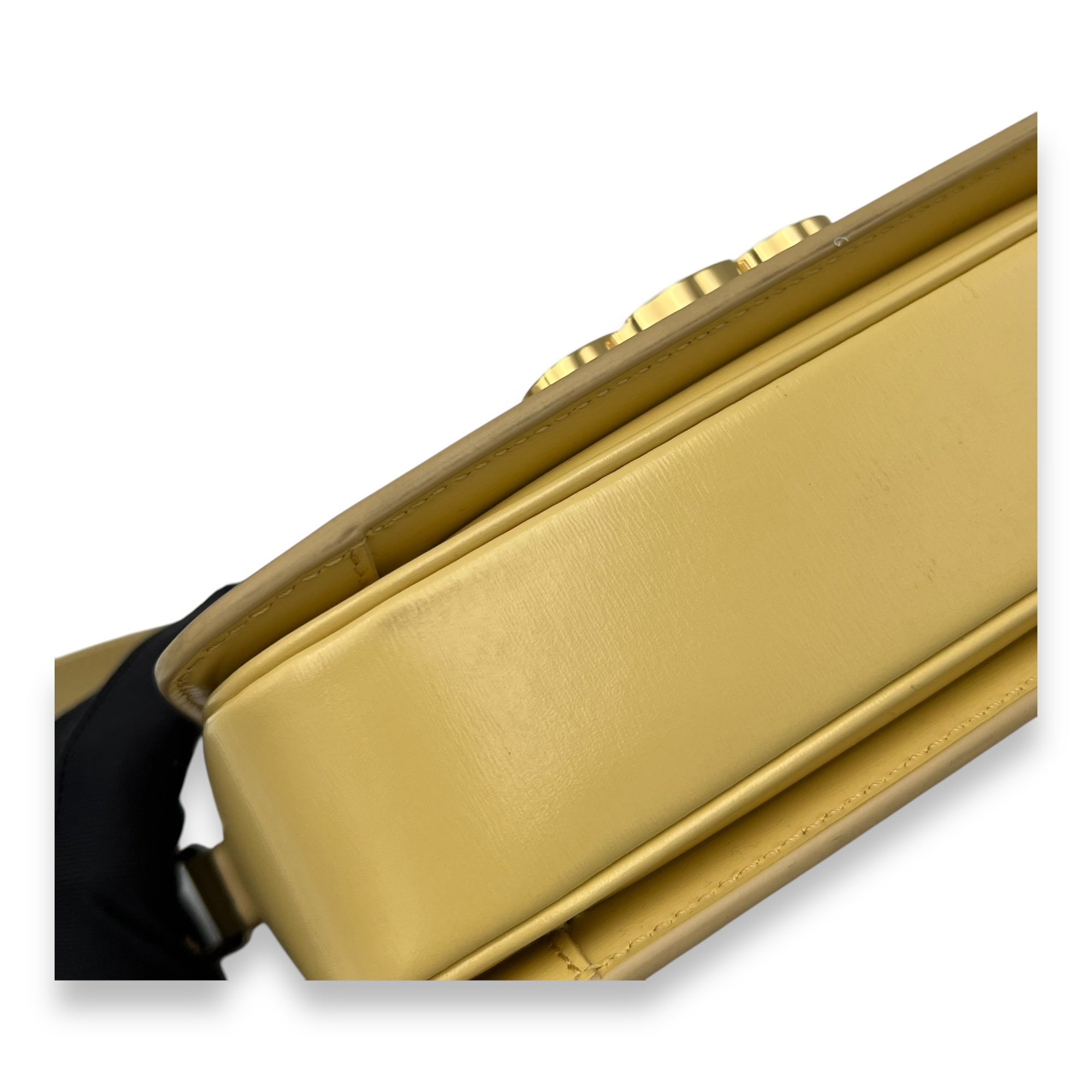 Triomphe Crossbody Bag Teen Yellow in Calfskin, Gold hardware - Image 8