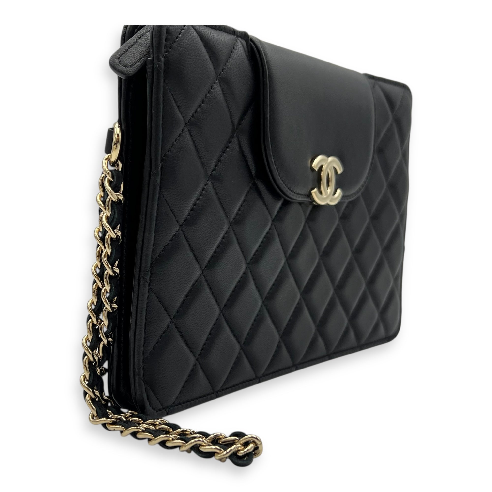 CC Clutch Black in Lambskin, Gold hardware - Image 8