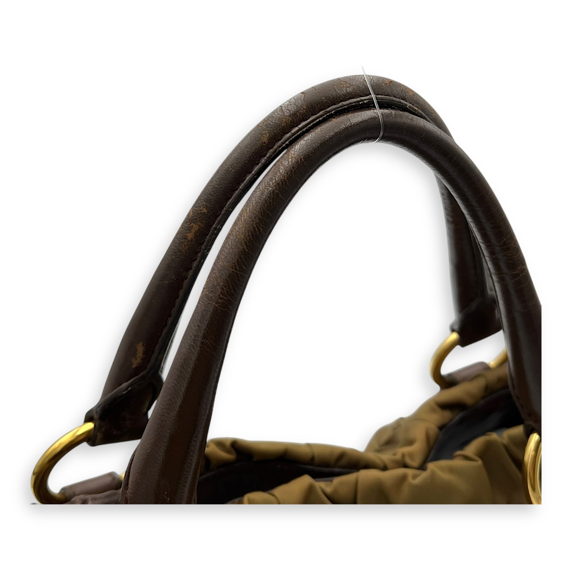 Vintage Top Handle Bag Green in Nylon, Gold hardware - Image 8