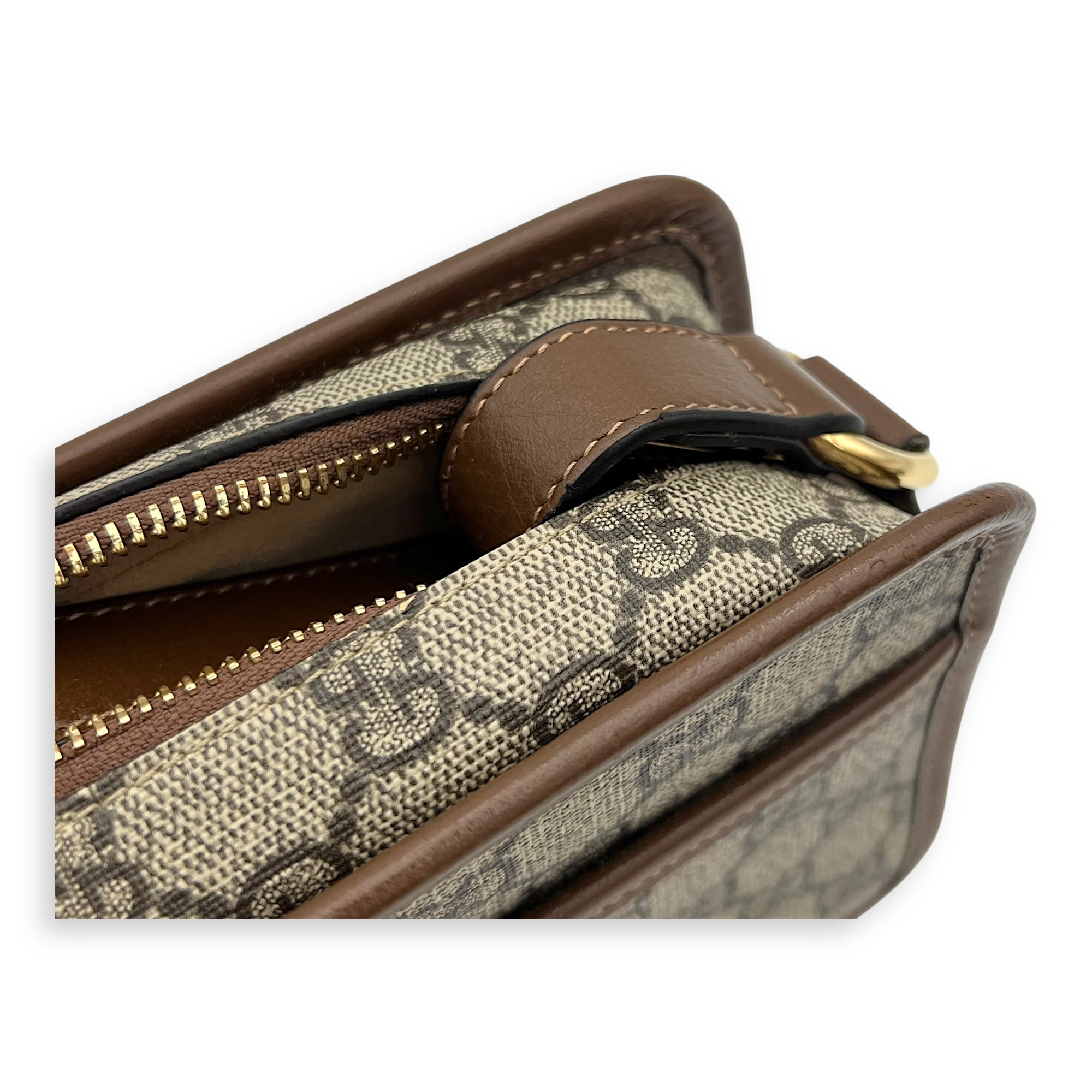GG Supreme Crossbody Bag Brown in Coated Canvas, Gold hardware - Image 8
