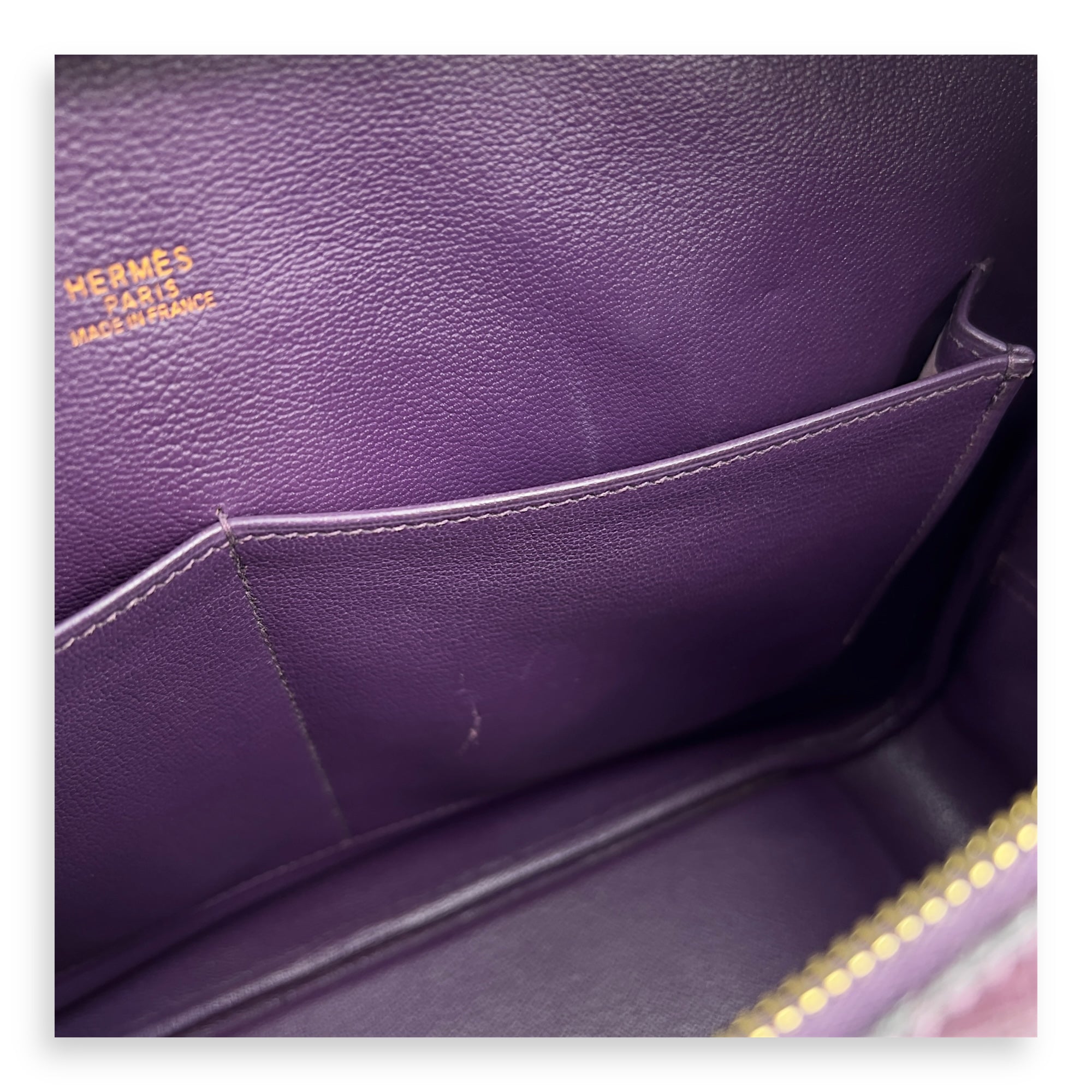 Plume 35 Purple Top Handle Bag in Ostrich, Gold hardware - Image 10