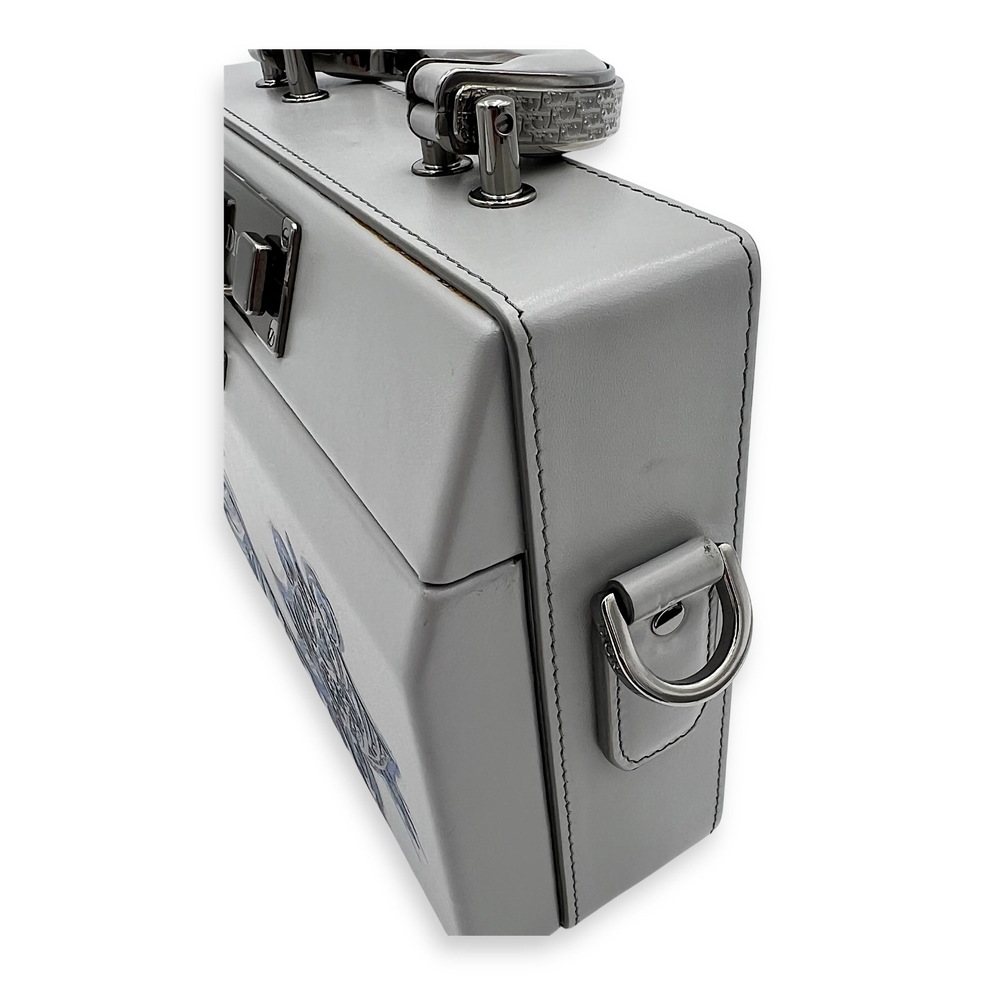 Kenny Scharf Vanity Top Handle Bag Grey in Calfskin, Silver hardware - Image 8