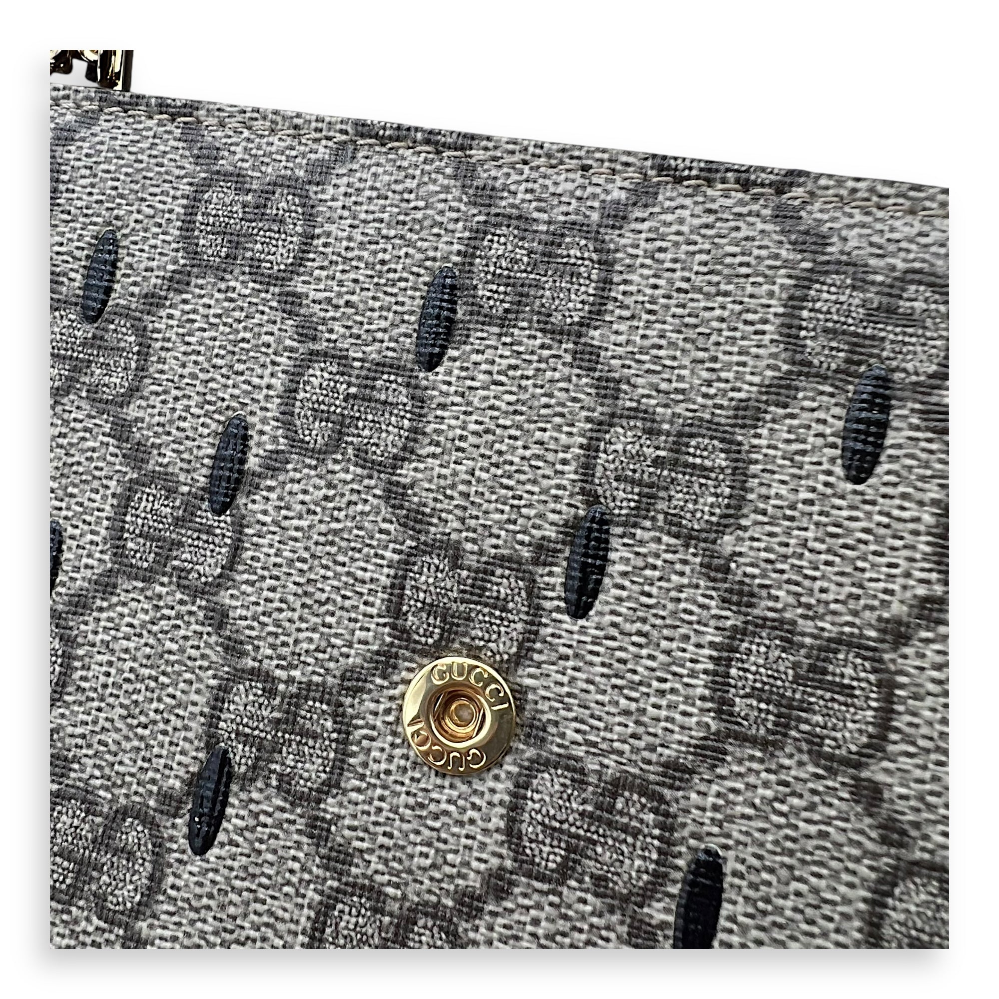 GG Clutch Brown in Coated Canvas, Gold hardware - Image 8