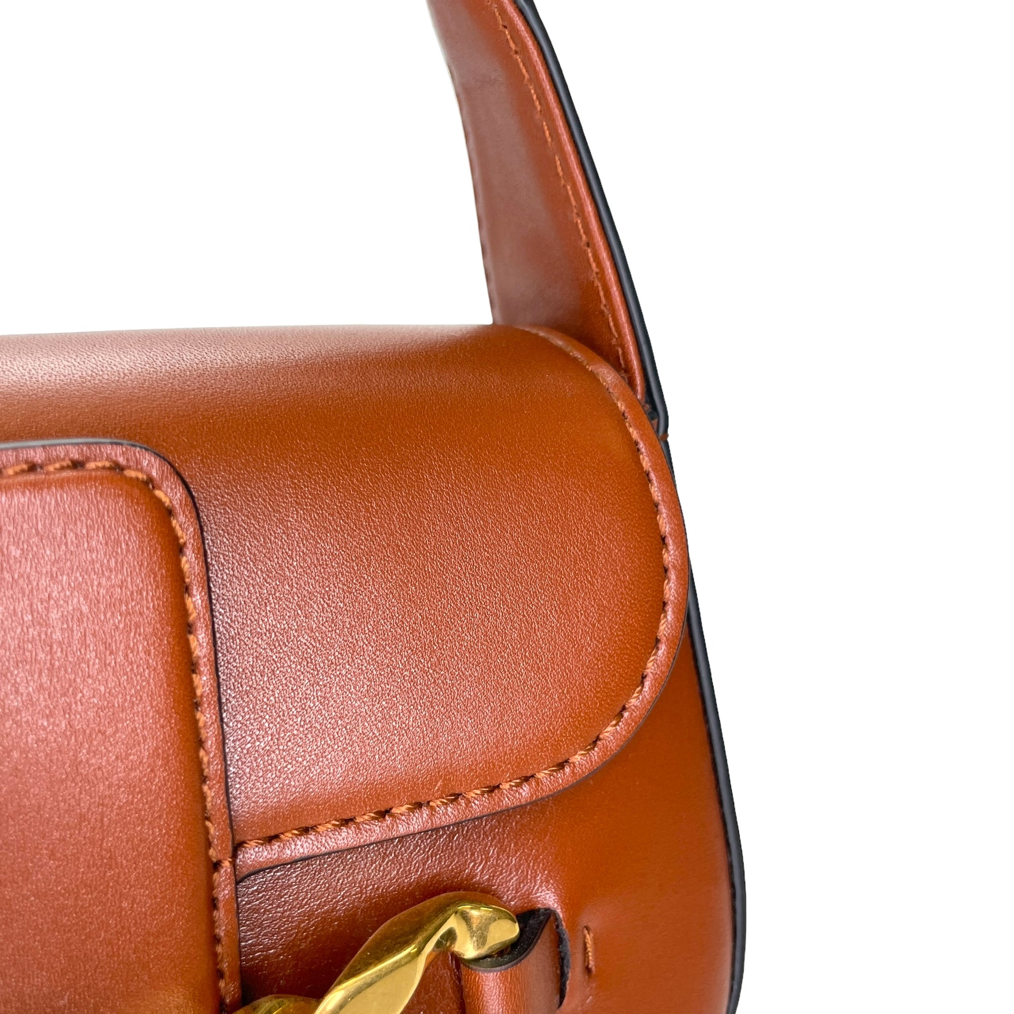 VLogo Chain Small Brown Shoulder Bag in Calfskin, Gold hardware - Image 10