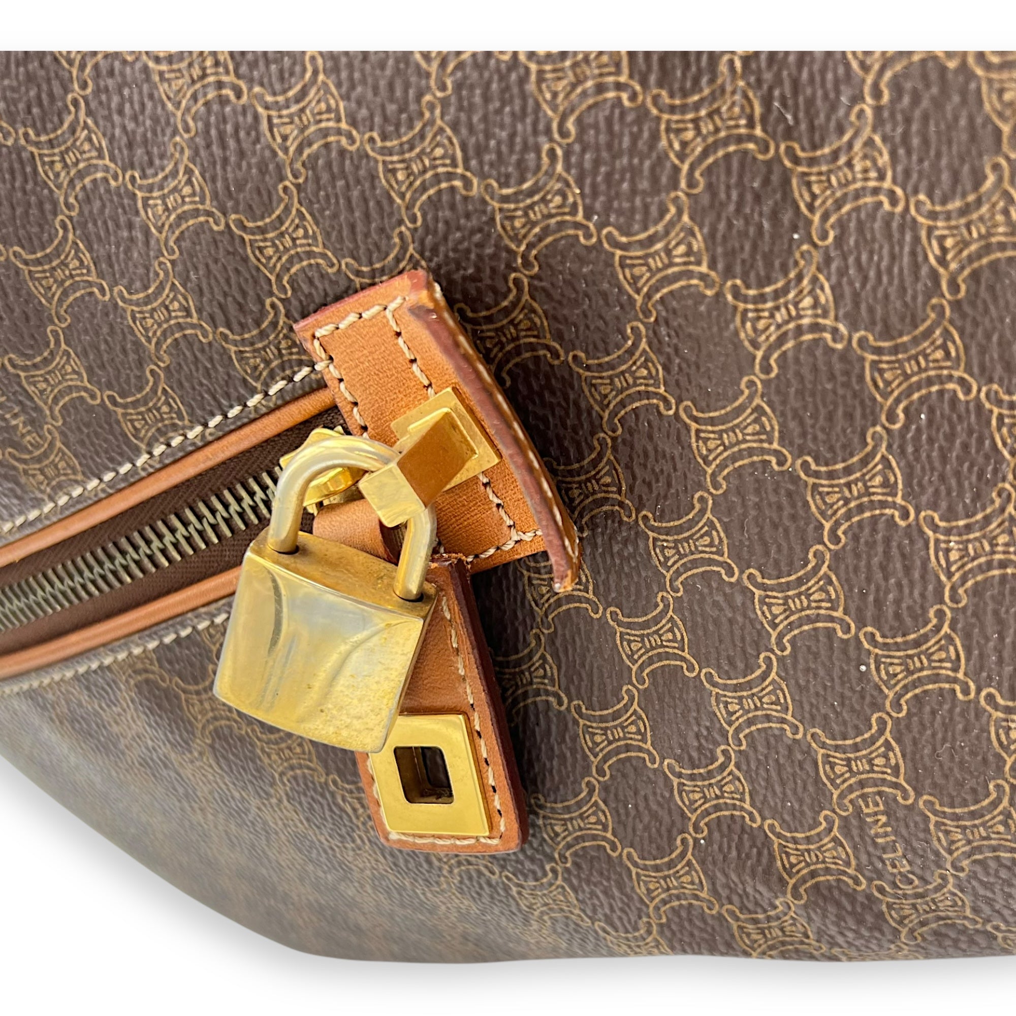 Vintage Macadam Brown Duffle Bag in Coated Canvas, Gold hardware - Image 9